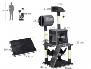 Ansamblu de joacă pentru pisici 125 cm | gri închis č.2