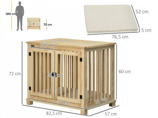 Cușcă din lemn 82,5x57x72 cm | lemn natural și alb crem č.2