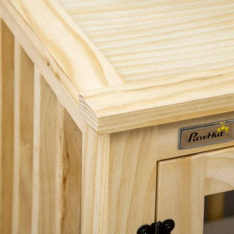 Cușcă din lemn 82,5x57x72 cm | lemn natural și alb crem č.4