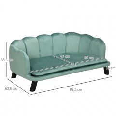Canapea de lux pentru câini, cu spătar 98,5x60,5x35,5 cm | verde č.2