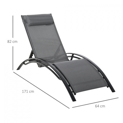 Șezlong de grădină 171 x 64 x 82 cm | gri č.8