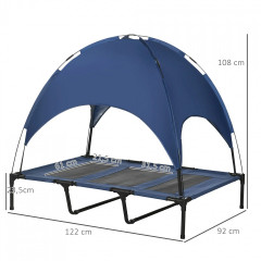 Șezlong pentru câini, cu copertină 61x46x62 cm | albastru închis č.2