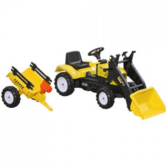 Tractor cu pedale, cu încărcător și remorcă de 3 ani| galben č.1