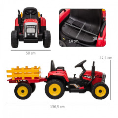 Tractor electric pentru copii, cu telecomandă | roșu č.2