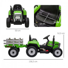 Tractor electric pentru copii, cu telecomandă | verde č.3