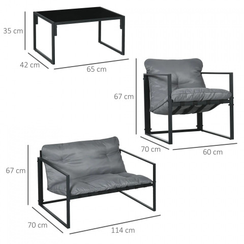 Set mobilier de grădină | negru+gri č.3