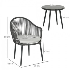 Set mobilier de grădină din rattan, 3 piese | gri închis č.2