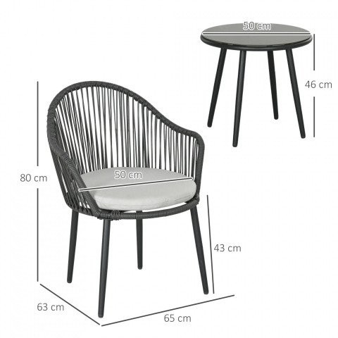 Set mobilier de grădină din rattan, 3 piese | gri închis č.2