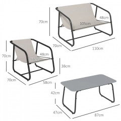 Set de mobilier pentru terasă, format din 4 piese | crema č.2