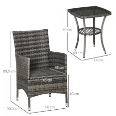 Mobilier de balcon pentru 2 persoane | gri închis č.3