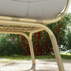 Canapea 2 locuri din rattan cu cotieră 126 x 72 x 126 cm | gri deschis č.3