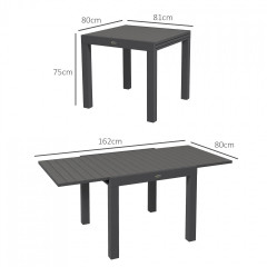 Masă de grădină pliabilă pentru 6 persoane 81/162 x 80 x 75 cm | gri č.2