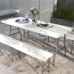 Masă de balcon pliabilă pentru 6 persoane 180x75x73 cm | alb č.1
