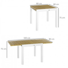 Masă pliabilă pentru grădină 80/160 x 80 x 75 cm | alb č.2