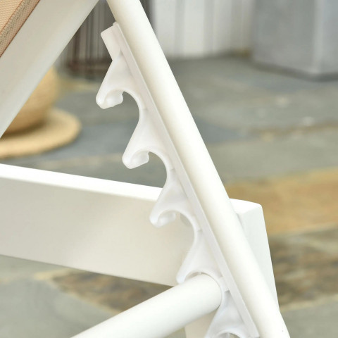 Șezlong de grădină cu spătar și 5 trepte 169x65x102 cm | crem alb č.6