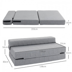 Canapea extensibilă 2in1 138 x 80 x 50 cm | gri č.2