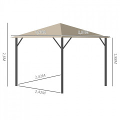 Foișor de grădină 3 x 3 m | kaki č.3