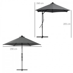 Umbrelă cu protecție UV Ø290 cm | gri închis č.2