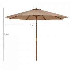 Umbrelă din bambus Ø 300 cm | kaki č.2