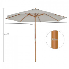 Umbrelă bambus Ø 300 cm | gri č.2