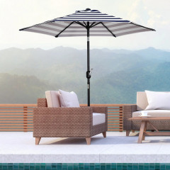 Umbrelă de soare cu cadru din oțel Ø 230x216 cm | dungă albastră č.1