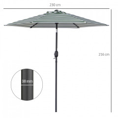 Umbrelă de soare cu cadru din oțel Ø 230x216 cm | dungă verde č.3