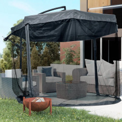 Umbrelă de soare cu braț lateral 295x295 cm | gri închis č.1