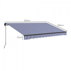 Copertină de perete pentru balcon 3,5x3m | albastru + alb č.2