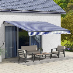 Copertină de perete pentru balcon 3,5x3m | albastru + alb č.1