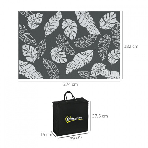 Covor exterior cu două fețe 182x274cm| gri+alb č.2