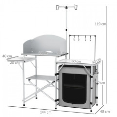 Bucătărie de exterior pliabilă 144 x 48 x 119 cm | argintie č.2