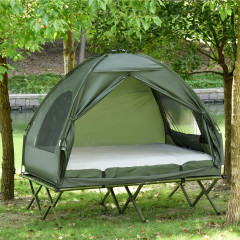 Pat de camping înălțat cu cort 193 x 136 x 178 cm | verde