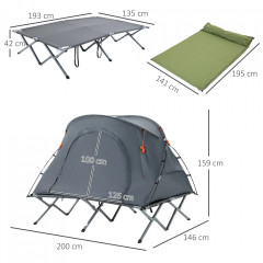 Set de camping cu cort și pat 200x146x159 cm | gri č.2