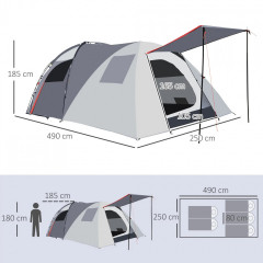 Cort de camping pentru 5 persoane 490 x 250 x 185 cm | gri č.3