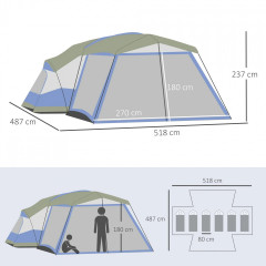 Cort de camping pentru 6-8 persoane 518x487x237 cm | albastru č.2