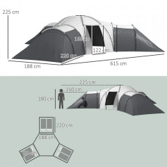 Cort camping de familie pentru 6-9 persoane | gri č.2