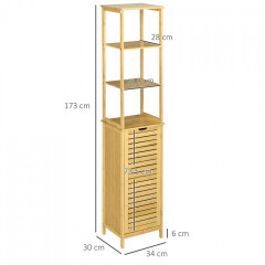 Dulap din bambus pentru baie 34x30x173 cm | culoare naturală č.3