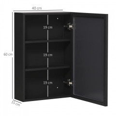 Dulap cu oglindă de perete 40x15x60 cm | negru č.2