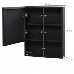 Dulap cu oglindă de perete 46x13,5x58 cm | negru č.2
