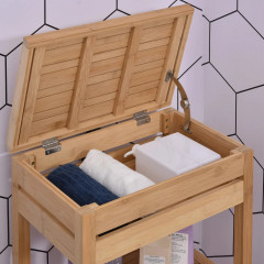 Raft de baie din bambus 46x29.5x76.5 cm | culoare naturală č.3