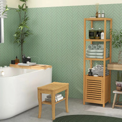 Dulap din bambus pentru baie cu 3 compartimente deschise 36x33x140 cm | culoare naturală č.2