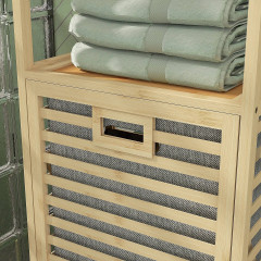 Raft din bambus pentru baie cu coș de rufe 44 x 33 x 160 cm | culoare naturală č.2