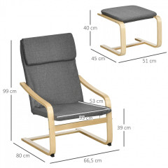 Fotoliu relaxant cu suport pentru picioare 66,5x80x99 cm | gri č.2