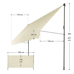 Markýza s upínacími svorkami 350 x 120 cm | béžová č.3
