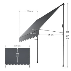 Markýza s upínacími svorkami 250 x 120 cm | šedá č.3