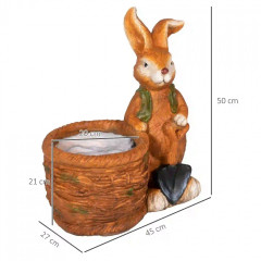 Ghiveci pentru plante aromatice cu design iepuraș 45x27x50cm | maro č.3