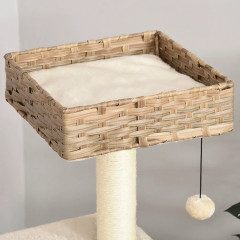 Ansamblu de joacă pentru pisici, din ratan cu suport de zgâriat 108 cm | maro + bej č.3