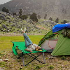 Pat de camping pliabil 200 x 73 x 49 cm | verde + negru č.1