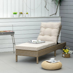Șezlong de grădină Polyrattan cu pernă reglabilă 200x66x92 cm | kaki č.1