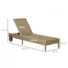 Șezlong de grădină Polyrattan cu pernă reglabilă 200x66x92 cm | kaki č.2